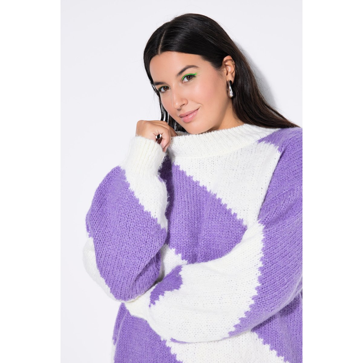 Pull oversize, larges rayures en biais violet, STUDIO UNTOLD
