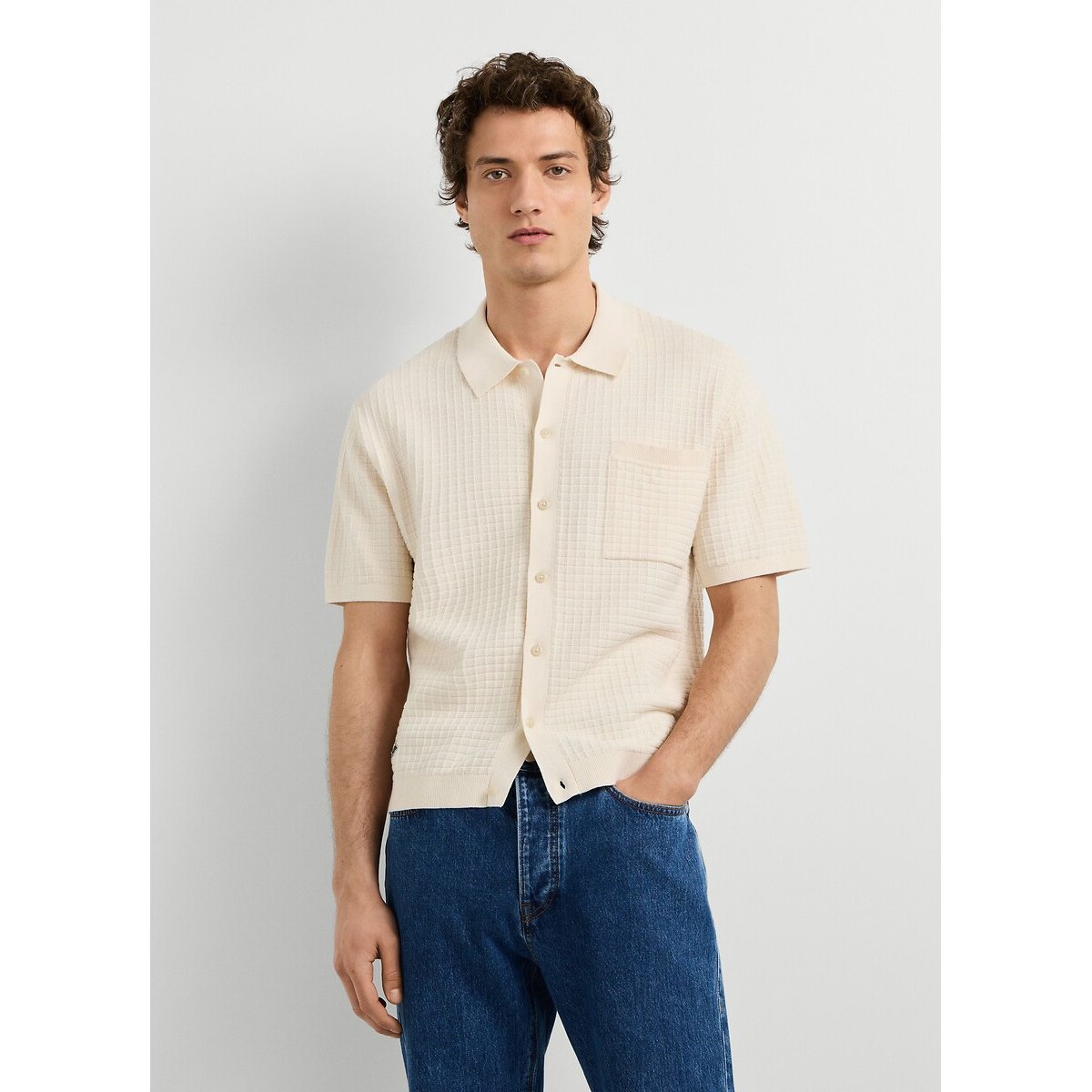 Polo de punto de manga corta, DYLAN marfil, PEPE JEANS