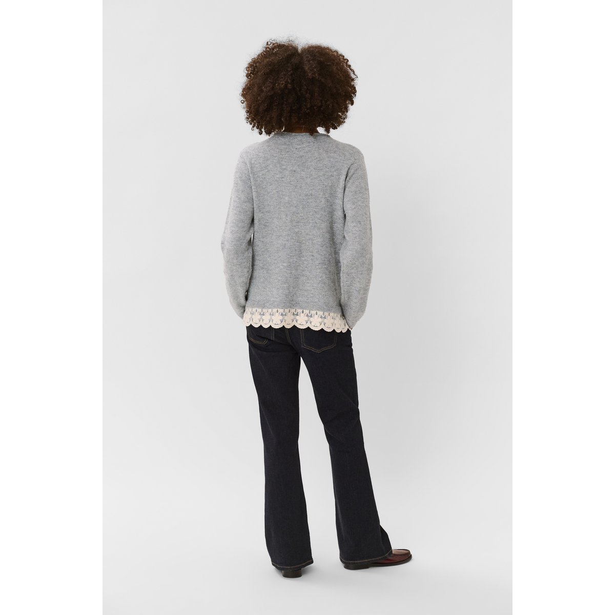 Pullover tricoté gris mid grey melange, CULTURE