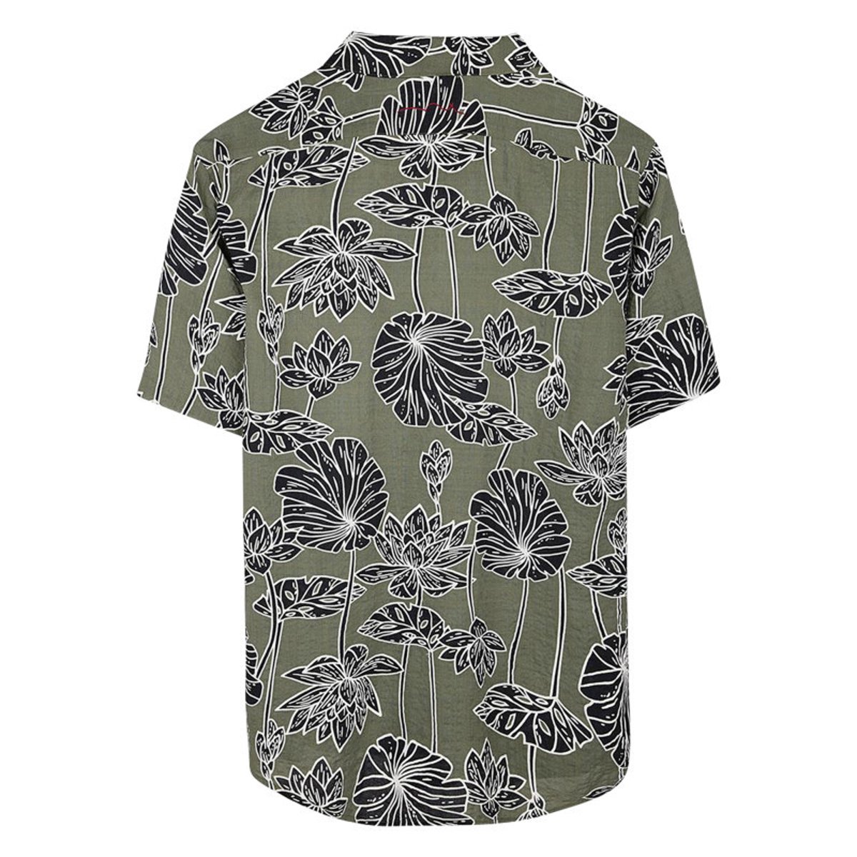 Chemise kaki à coupe droite ornée d'un motif végétal oversize vert, TEDDY SMITH