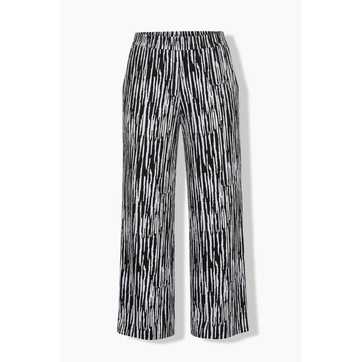 Pantalon au tombé fluide, motif à rayures noir, ULLA POPKEN