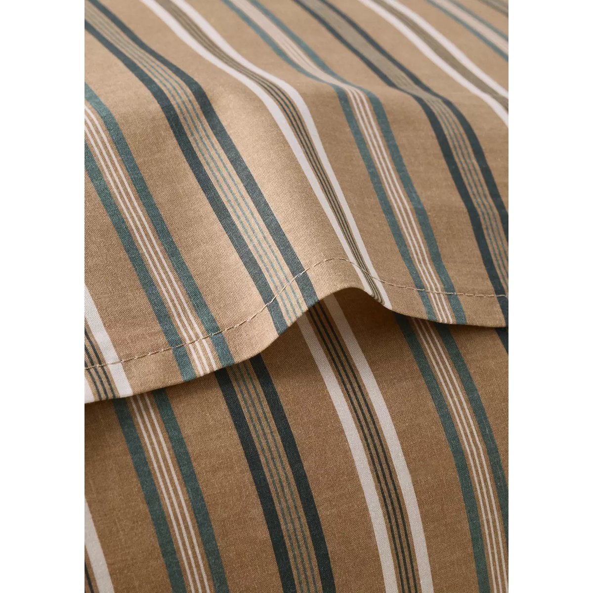 Lot de 2 taies d'oreiller en percale de coton à rayures multicolores, 60 x 60 cm tabac, MANGO HOME