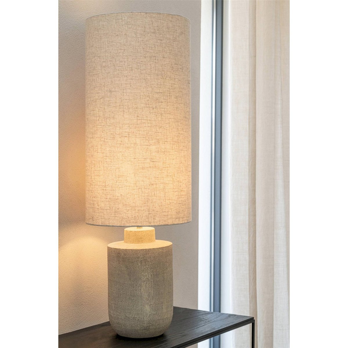 Lampe de table en poterie gris et beige, RECOLLECTION