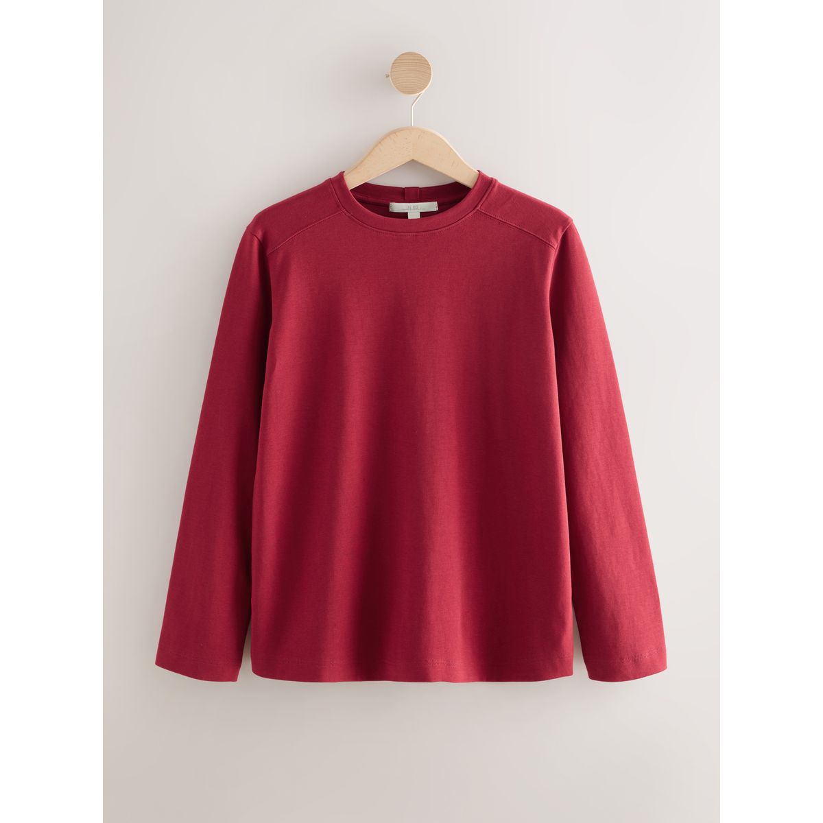 T-shirt ras de cou épais à manches longues rouge cerise, NEXT