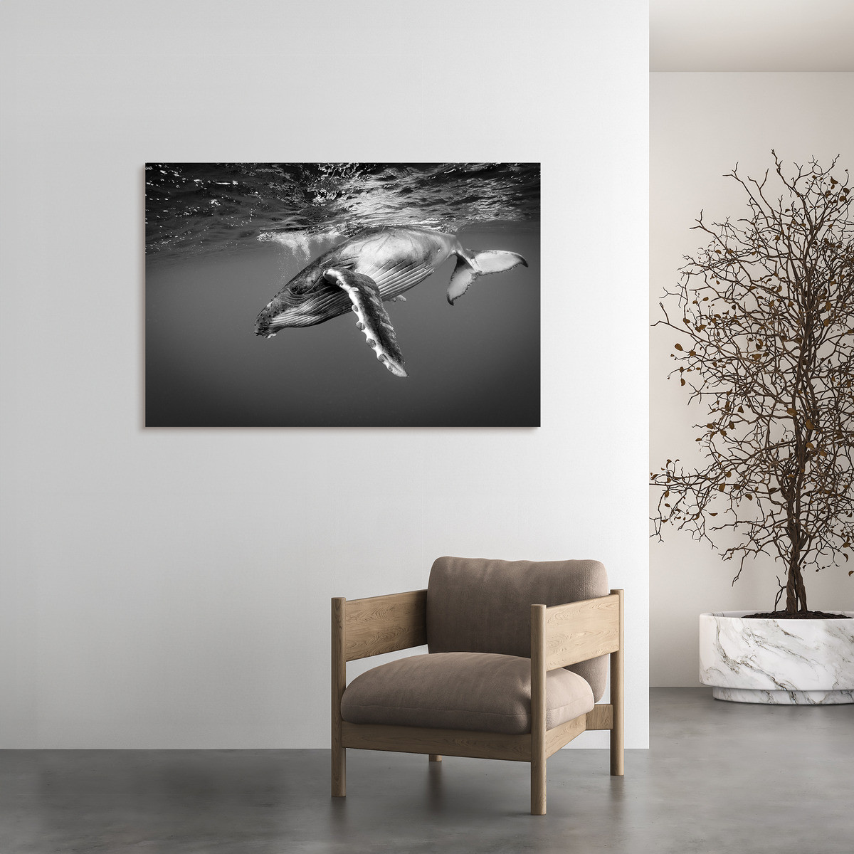 Tableau Sur Toile Baleine Majestueuse ANIMAUX tableaux sur toile-noir & blanc, CEANOTHE