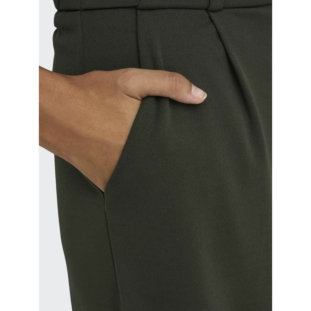 Pantalón ancho, talle alto verde oscuro, JDY