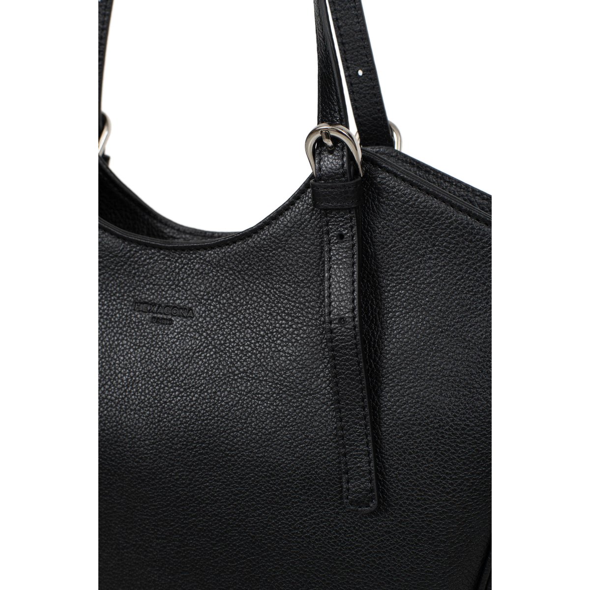 Sac porté épaule 2 anses AURORE noir, HEXAGONA