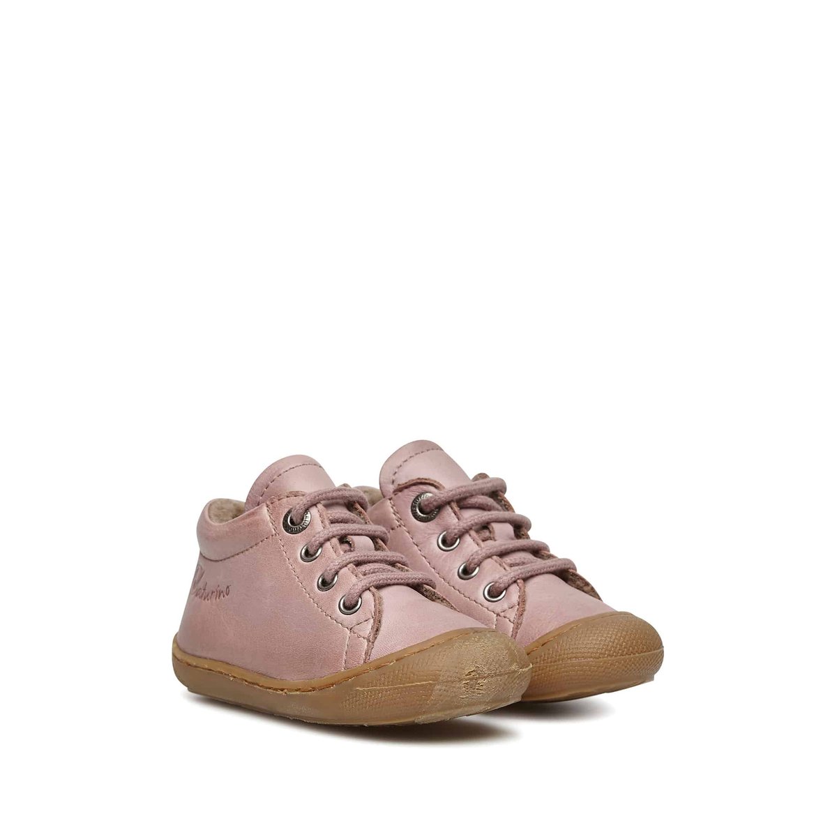 Chaussures Premiers Pas En Nappa, Doublés En Laine Cocoon rose antique, NATURINO