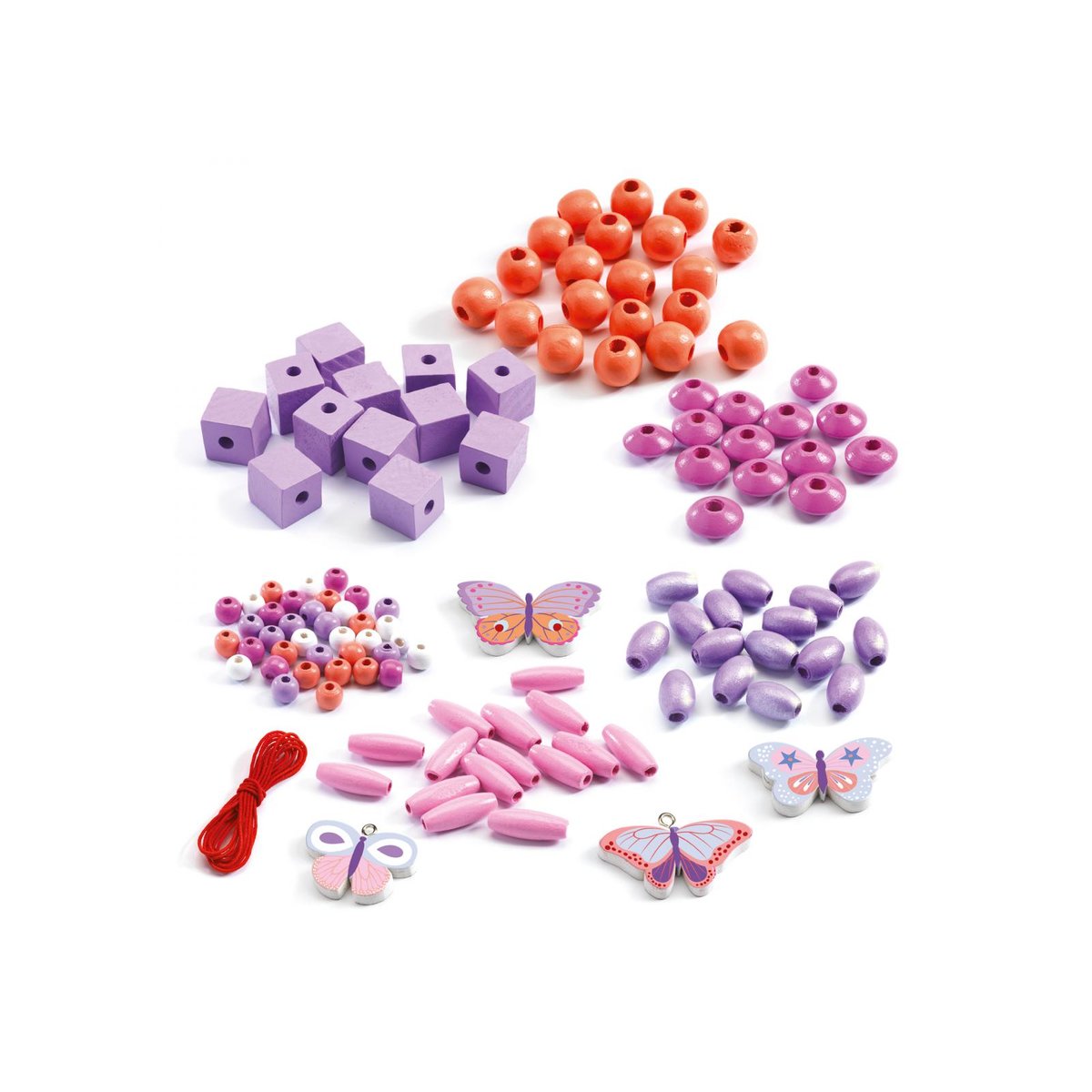 Perles et bijoux - Perles bois - Papillons multicolore, DJECO