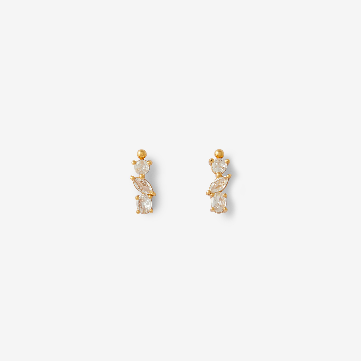 Puces d'oreilles navettes de zircon - argent garanti 925 doré, BALABOOSTE