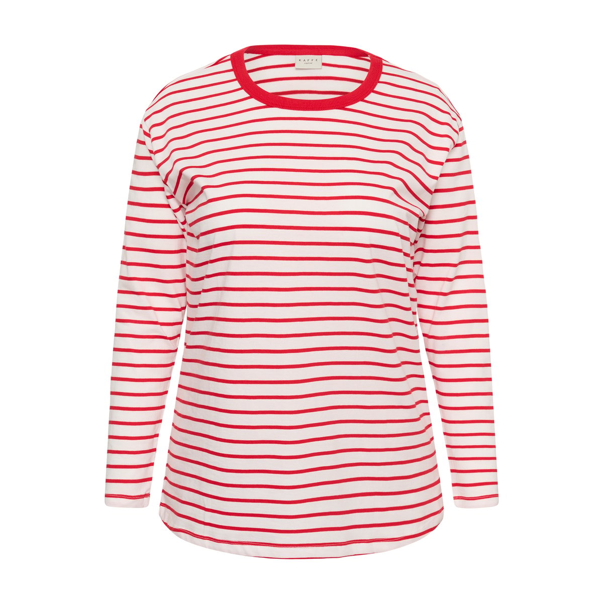 T-shirt à manches longues chalk w. red stripes, KAFFE CURVE
