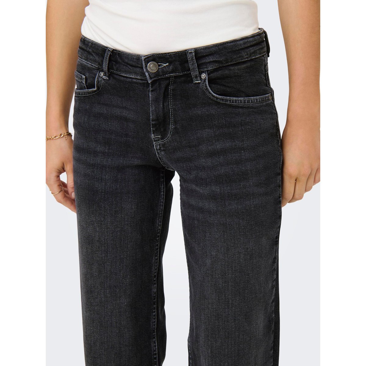 Jean À Jambe Large washed black, ONLY