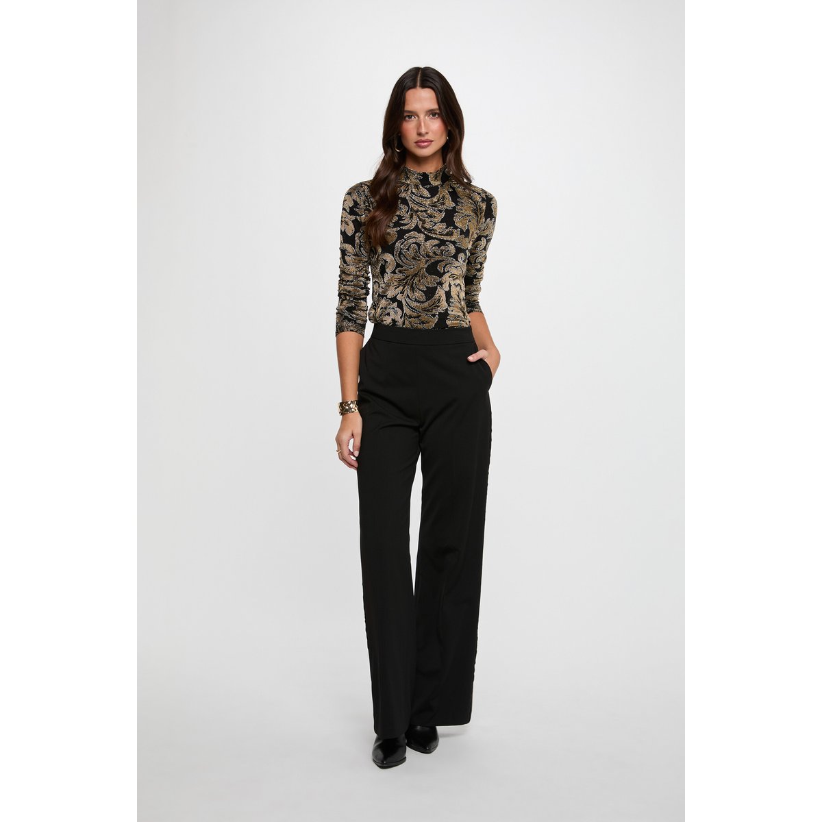 T-shirt col montant noir, MORGAN