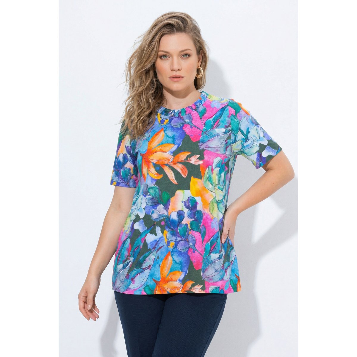 T-shirt en coton bio, motif artichauts kaki, ULLA POPKEN
