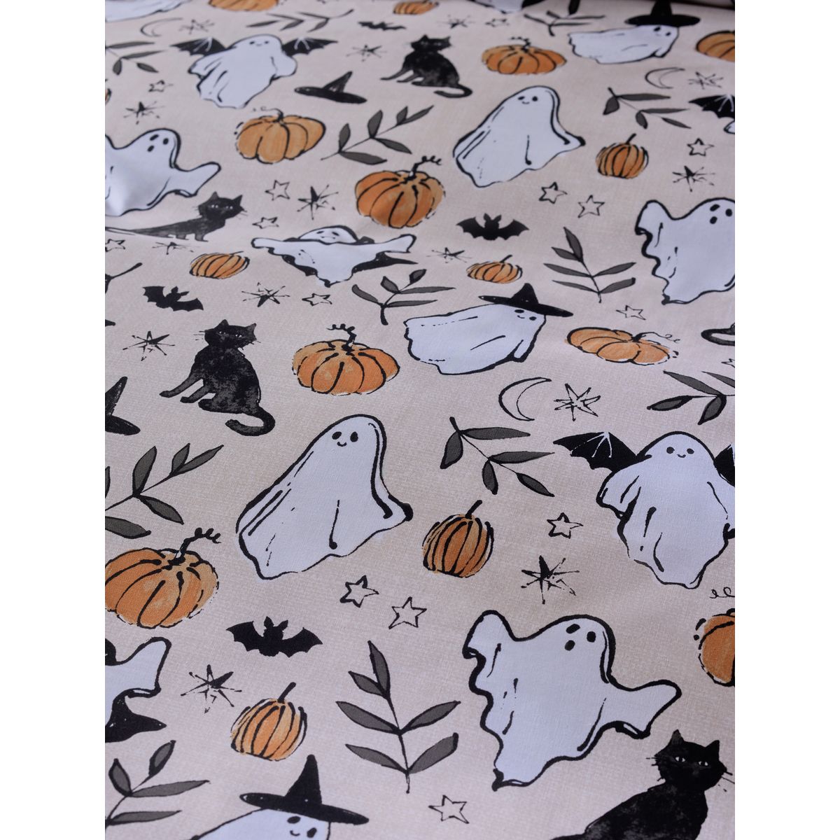 Parure de lit réversible à motif halloween gris/naturel fantôme, NEXT