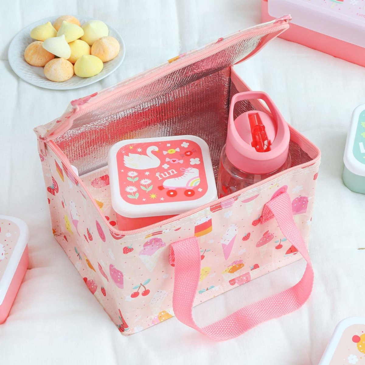Sac repas isotherme enfant 5,5 L rose crème glacée, A LITTLE LOVELY COMPANY