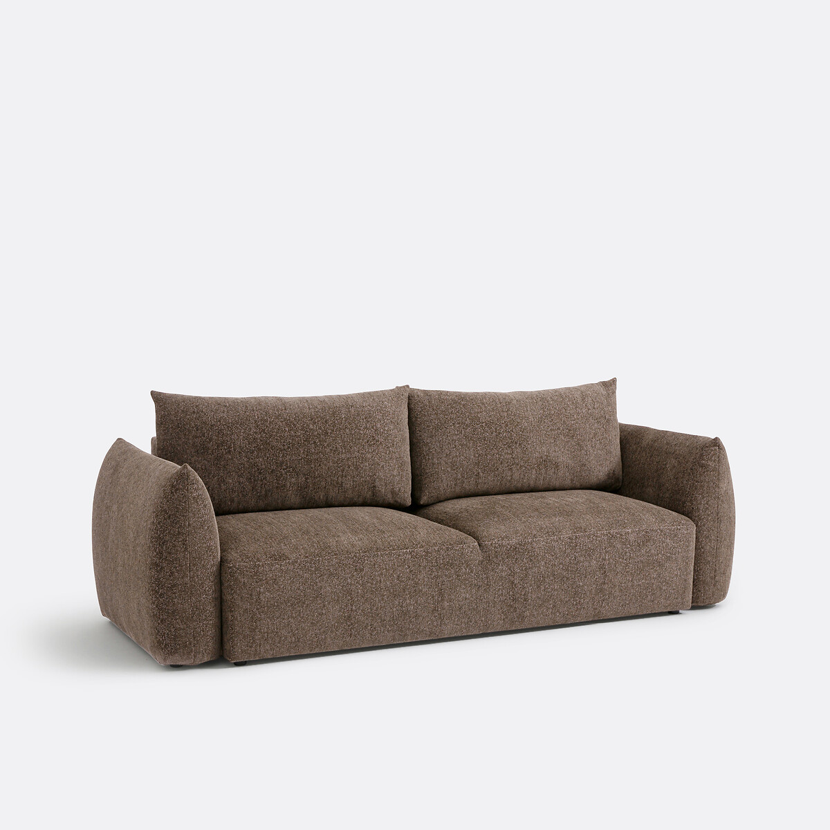 Sofá-cama de 3 lugares, chenille mesclado, Edith castanho-chocolate, LA REDOUTE INTERIEURS