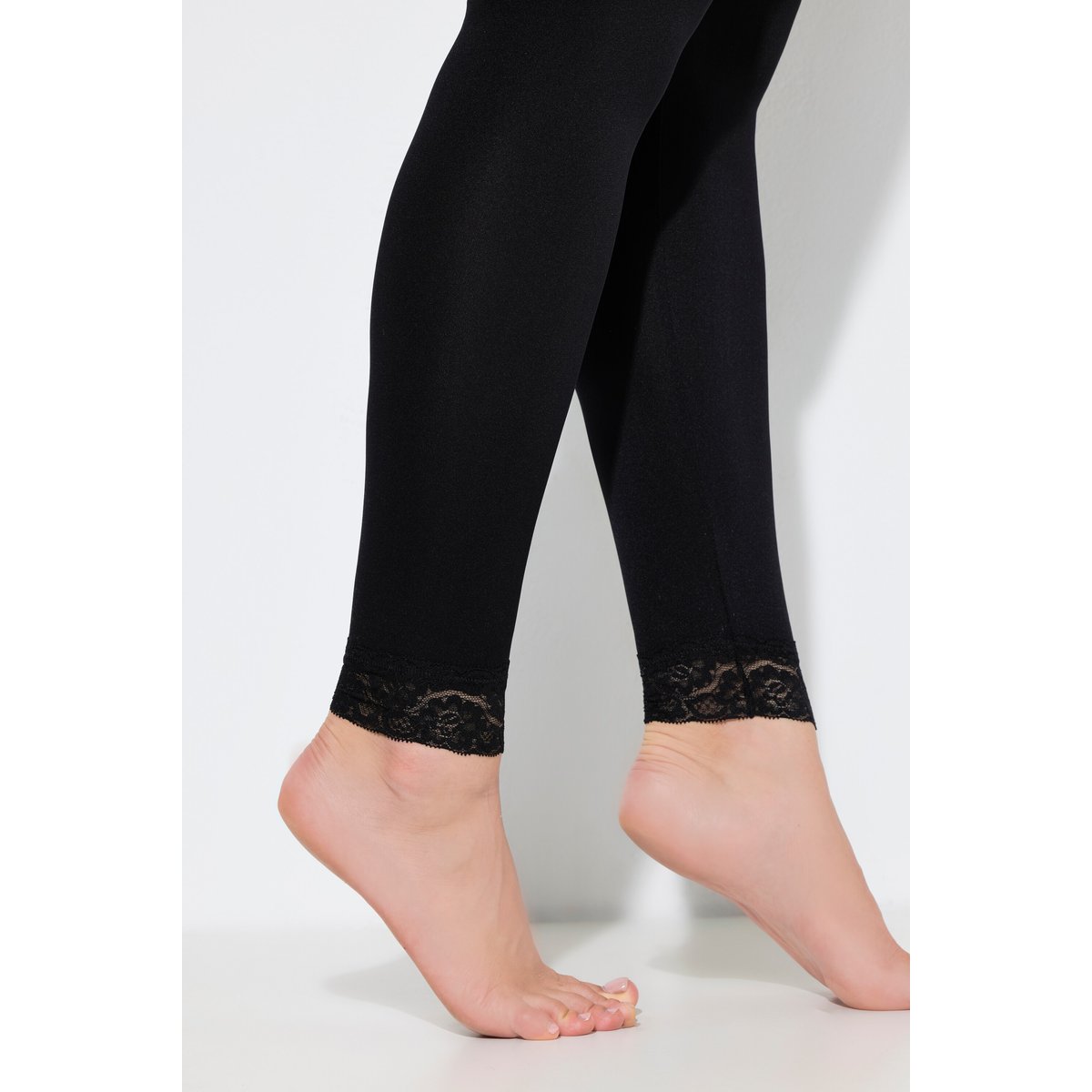 Legging-collant, bas de jambe en dentelle noir, ULLA POPKEN