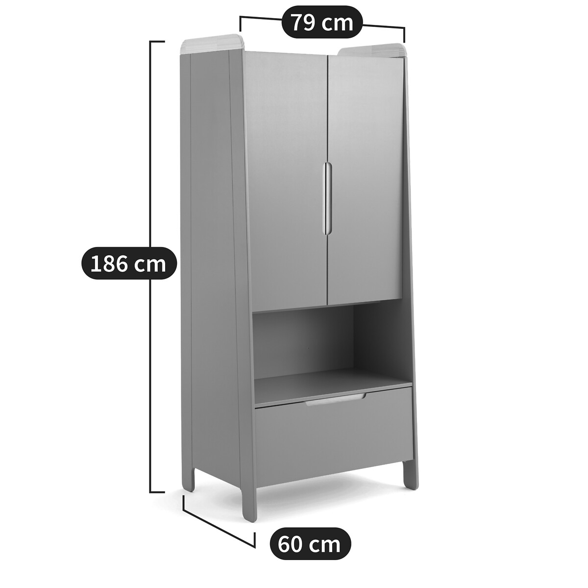 Armoire penderie enfant en pin et MDF, Arturo vert de gris, LA REDOUTE INTERIEURS