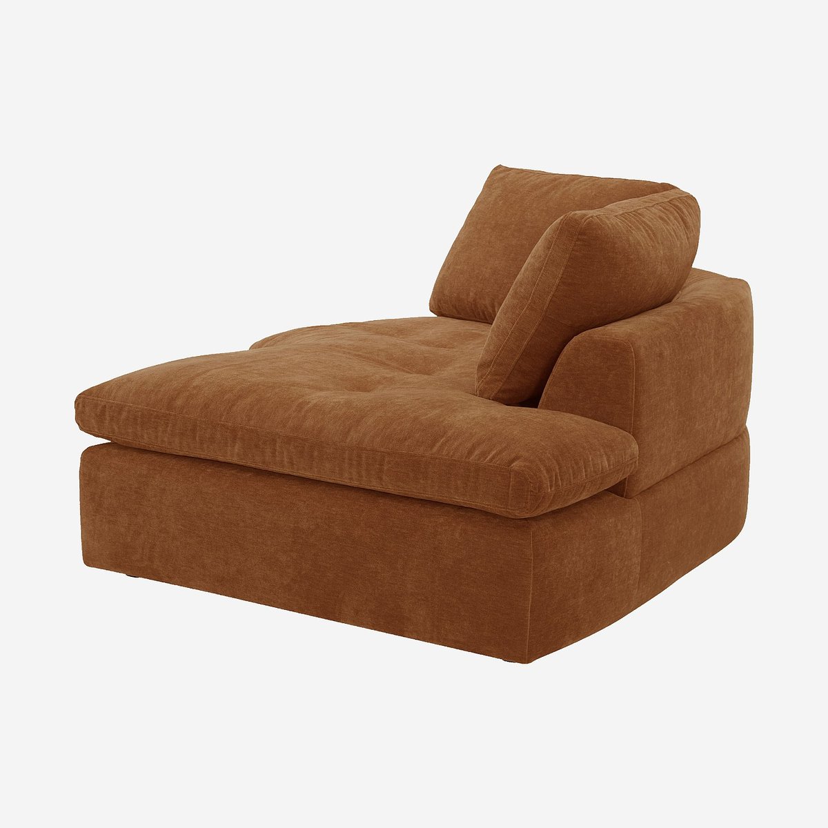 Méridienne d'angle droit incurvée en tissu AMERIA marron, HABITAT