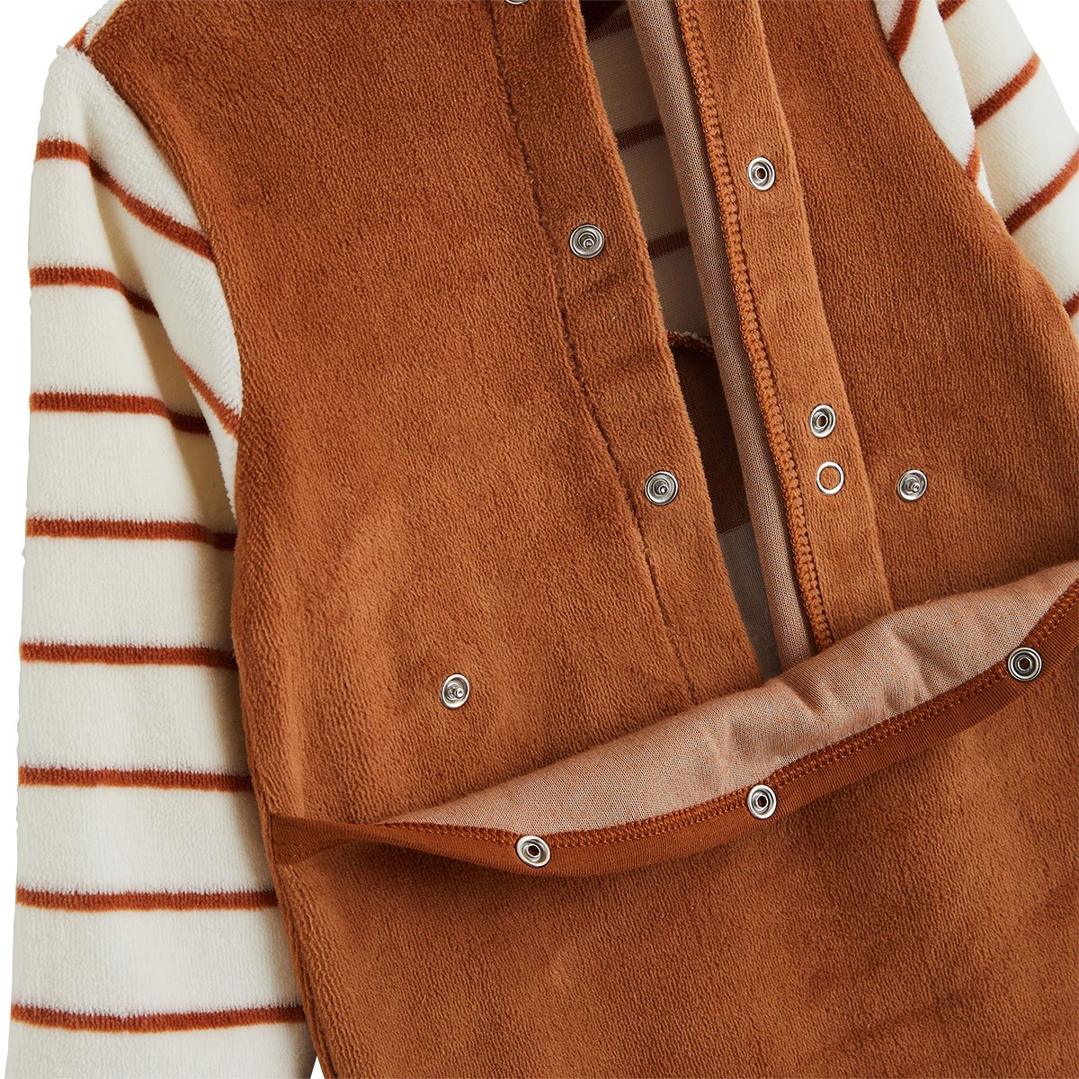 Pyjama bébé en velours Moka marron, PETIT BEGUIN