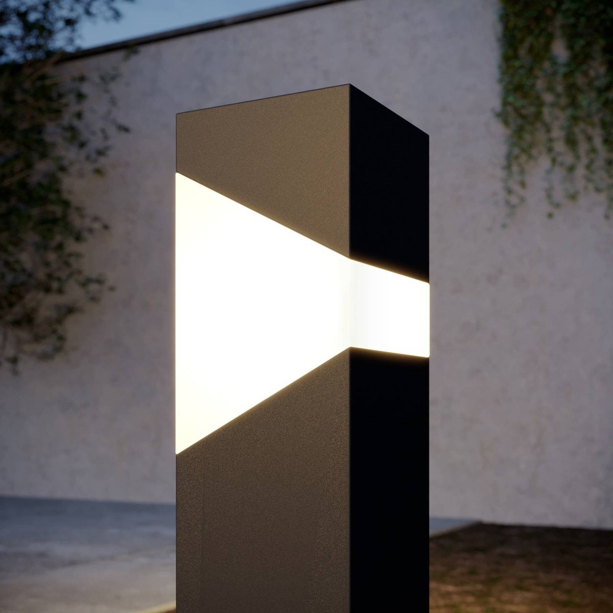 Luminaire extérieur en aluminium moderne gris graphite, blanc opale, LUCANDE