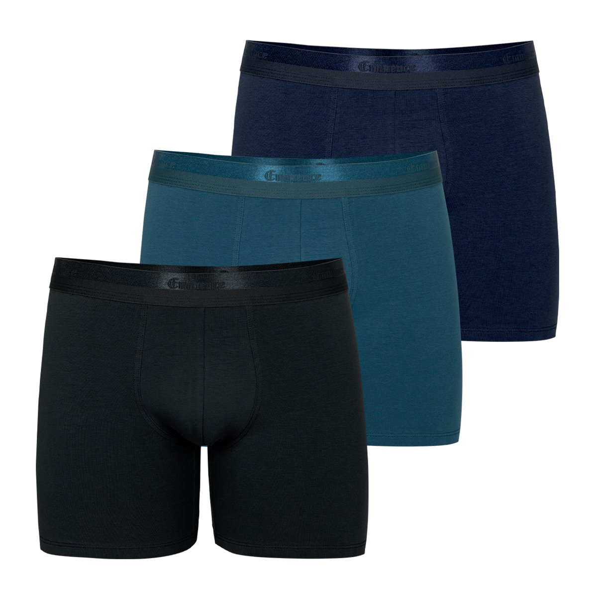 Boxers longs, lot de 3, STUDIO noir-bleu canard-marine, EMINENCE
