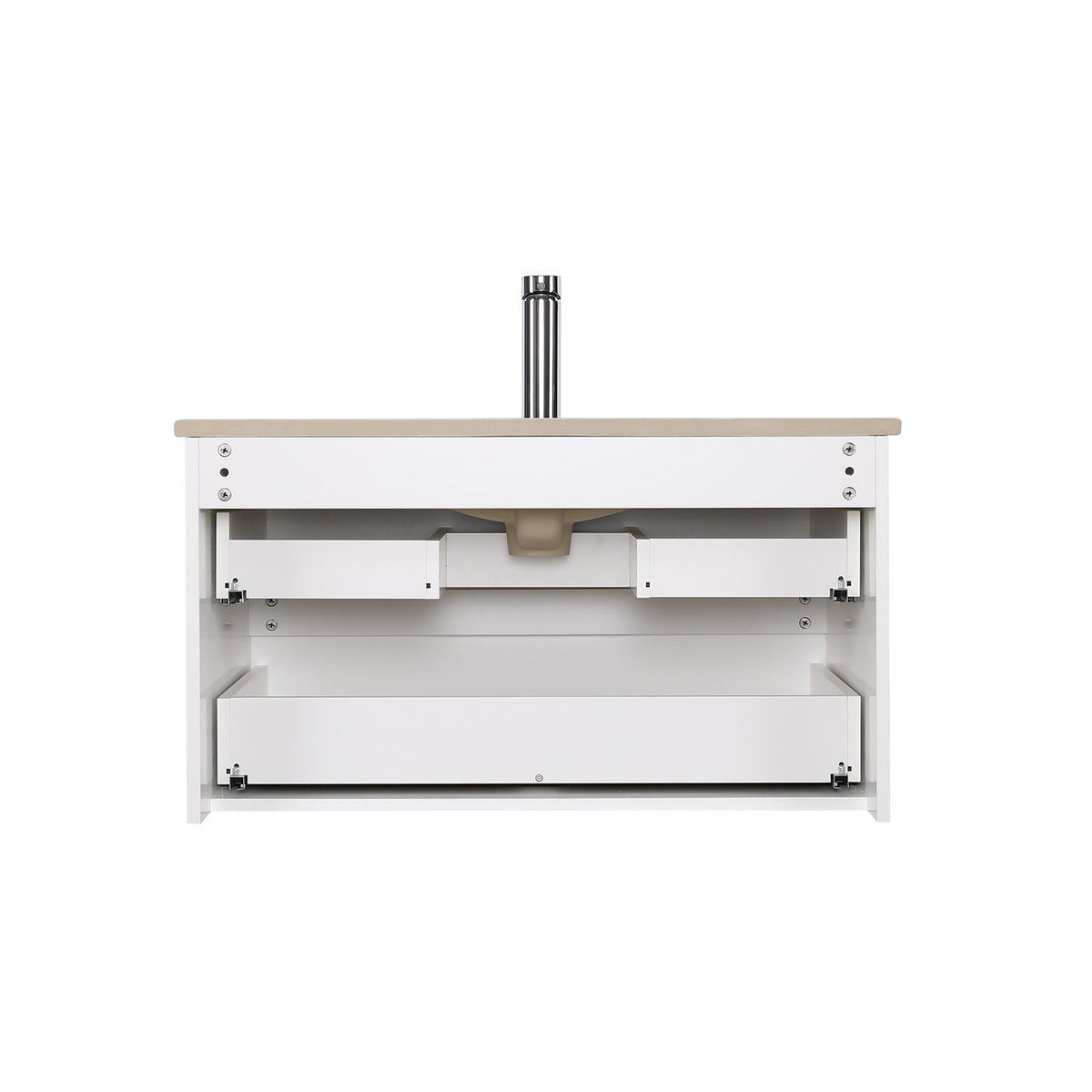 Ensemble meuble vasque 80cm avec robinet, miroir et colonne SORRENTO blanc satiné, MOB IN