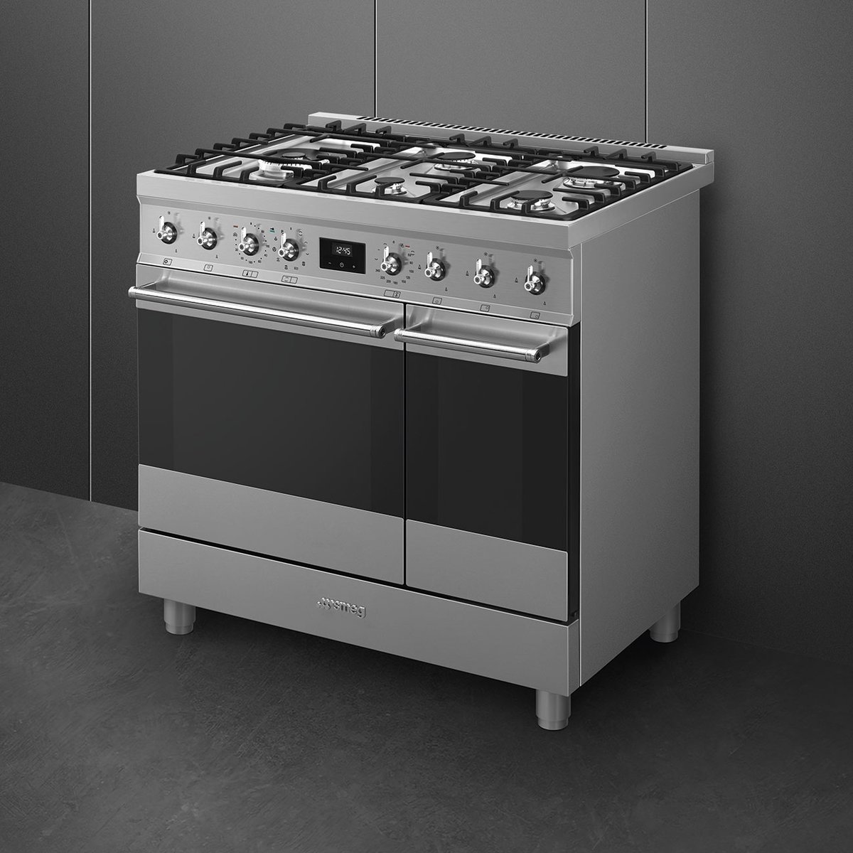 Piano de cuisson gaz 5 feux 90 cm C92GP inox satiné, SMEG