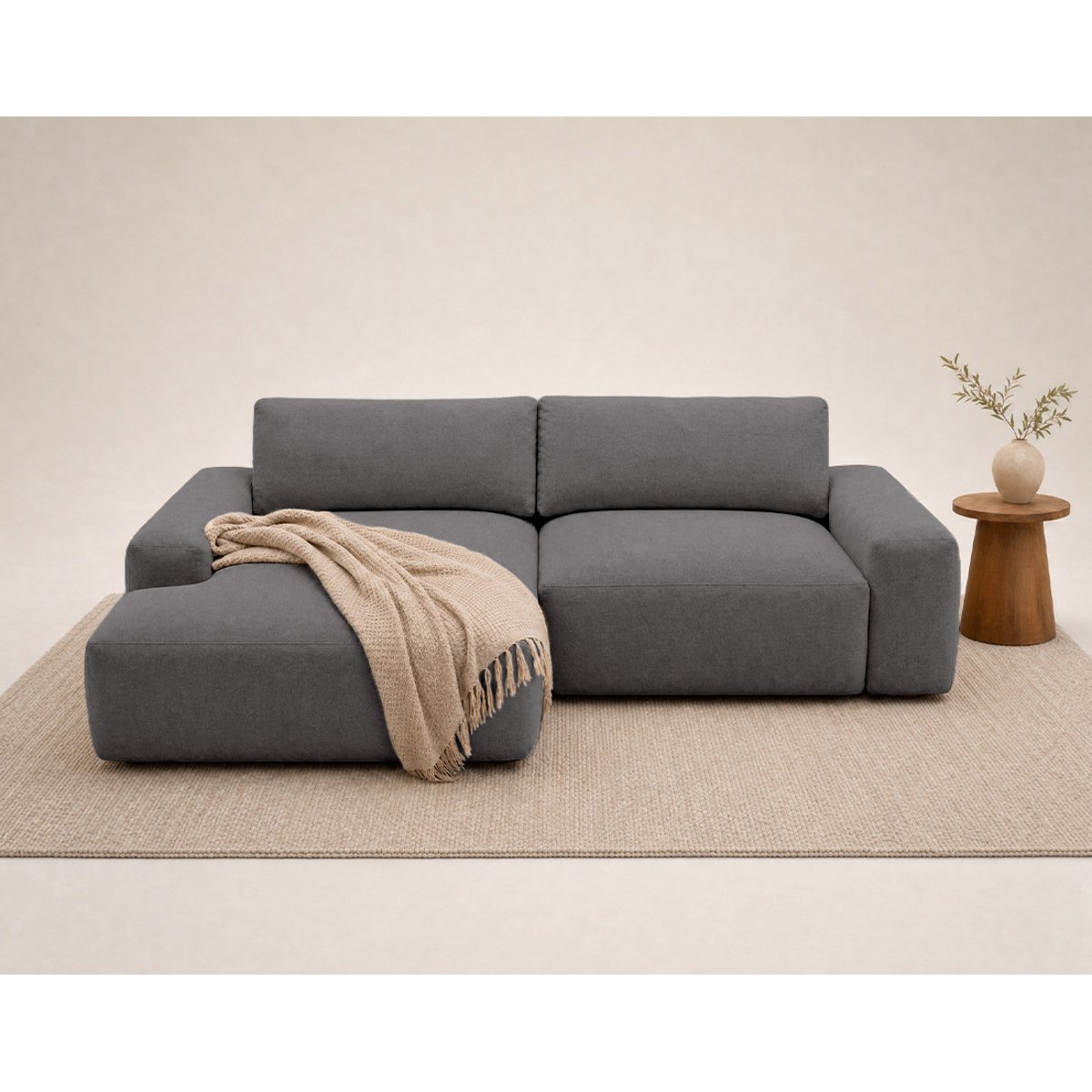 Canapé d'Angle Convertible 4 places - TAMA gris, BEST MOBILIER