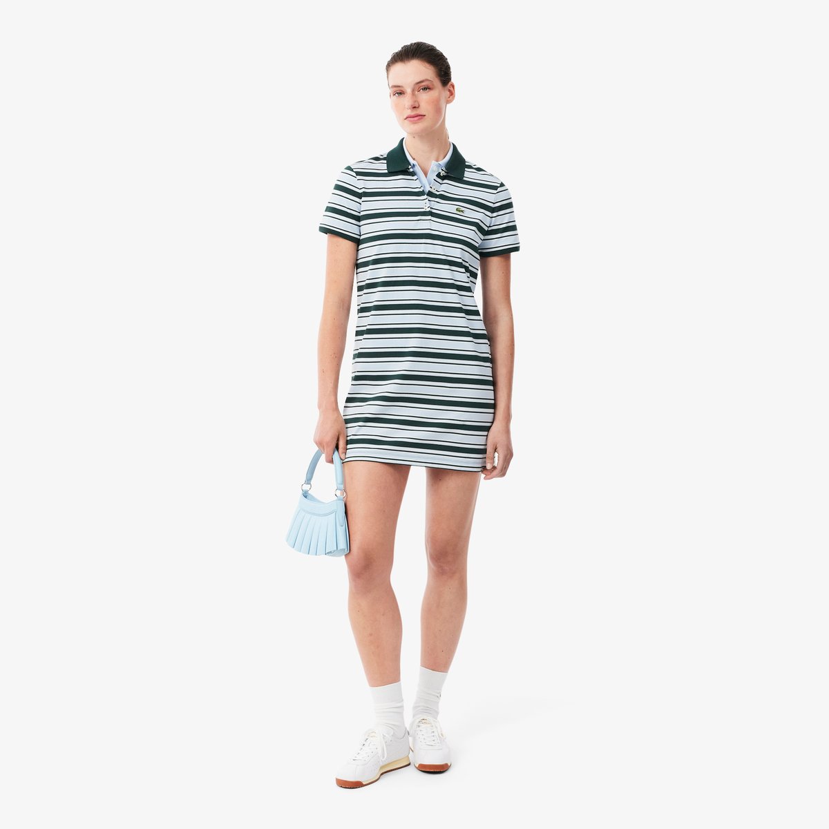 Robe polo rayée coton vert-vp6, LACOSTE