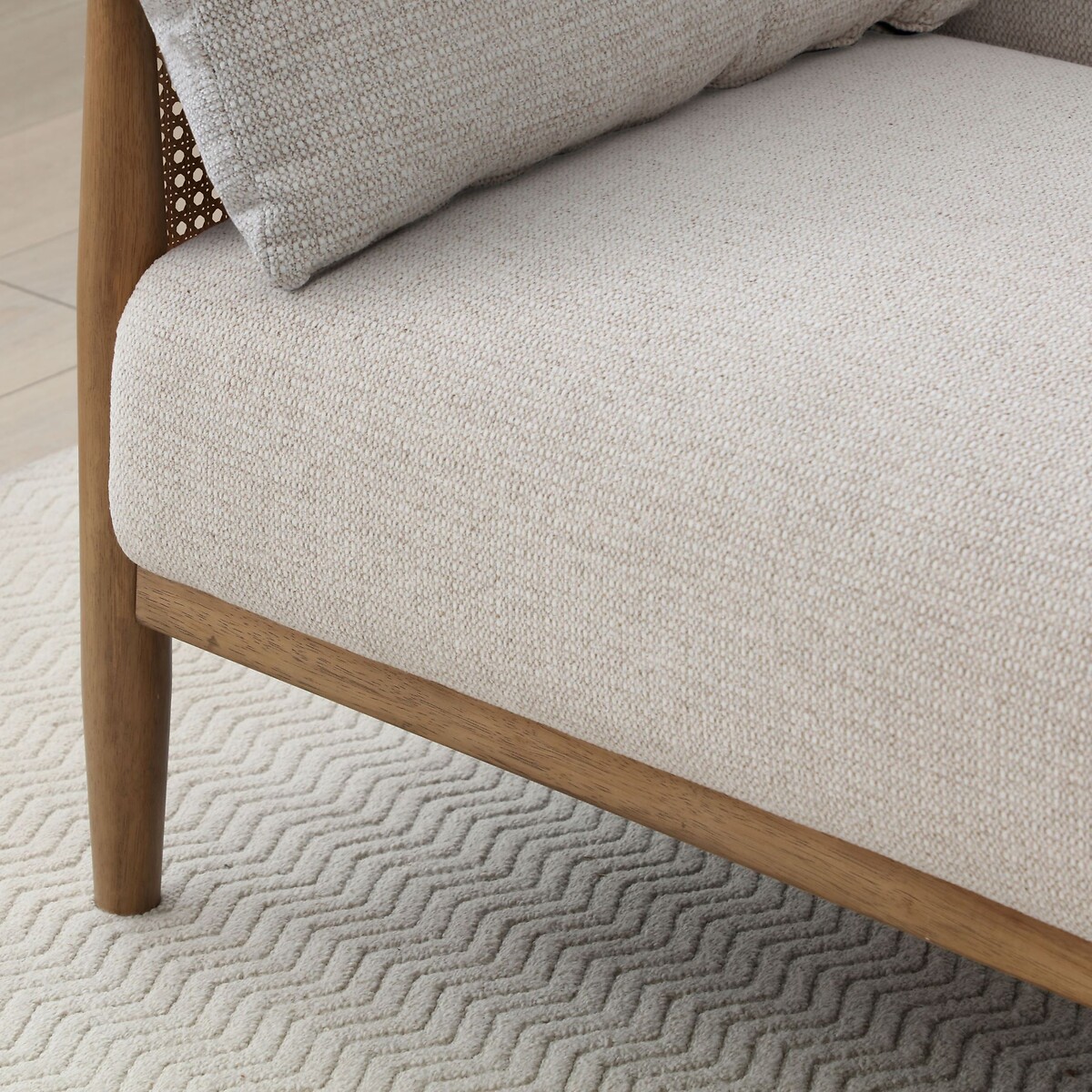 Ziva Chenille 3-Seater Sofabed with Rattan Arms natural, ÉDITÉ