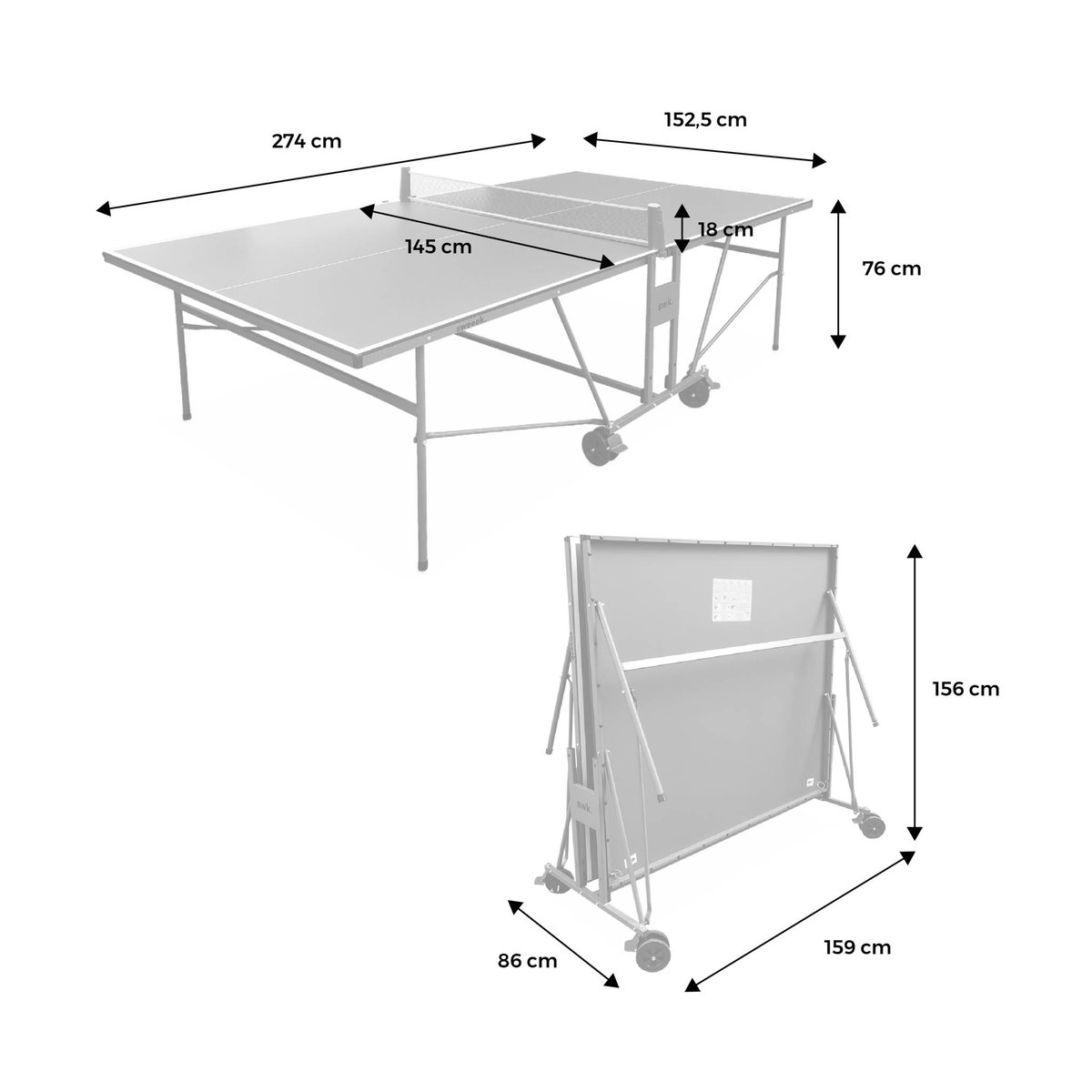Table de ping pong intérieure premium avec 2 raquettes et 3 balles TABLE DE PING PONG INTÉRIEURE bleu, SWEEEK