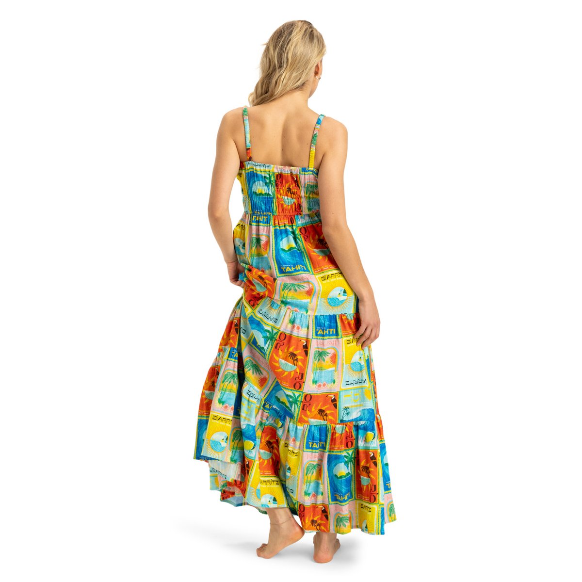 Robe midi ATLAS SUNSHINE COASTLINE. bleu atlas atlas print, ROXY