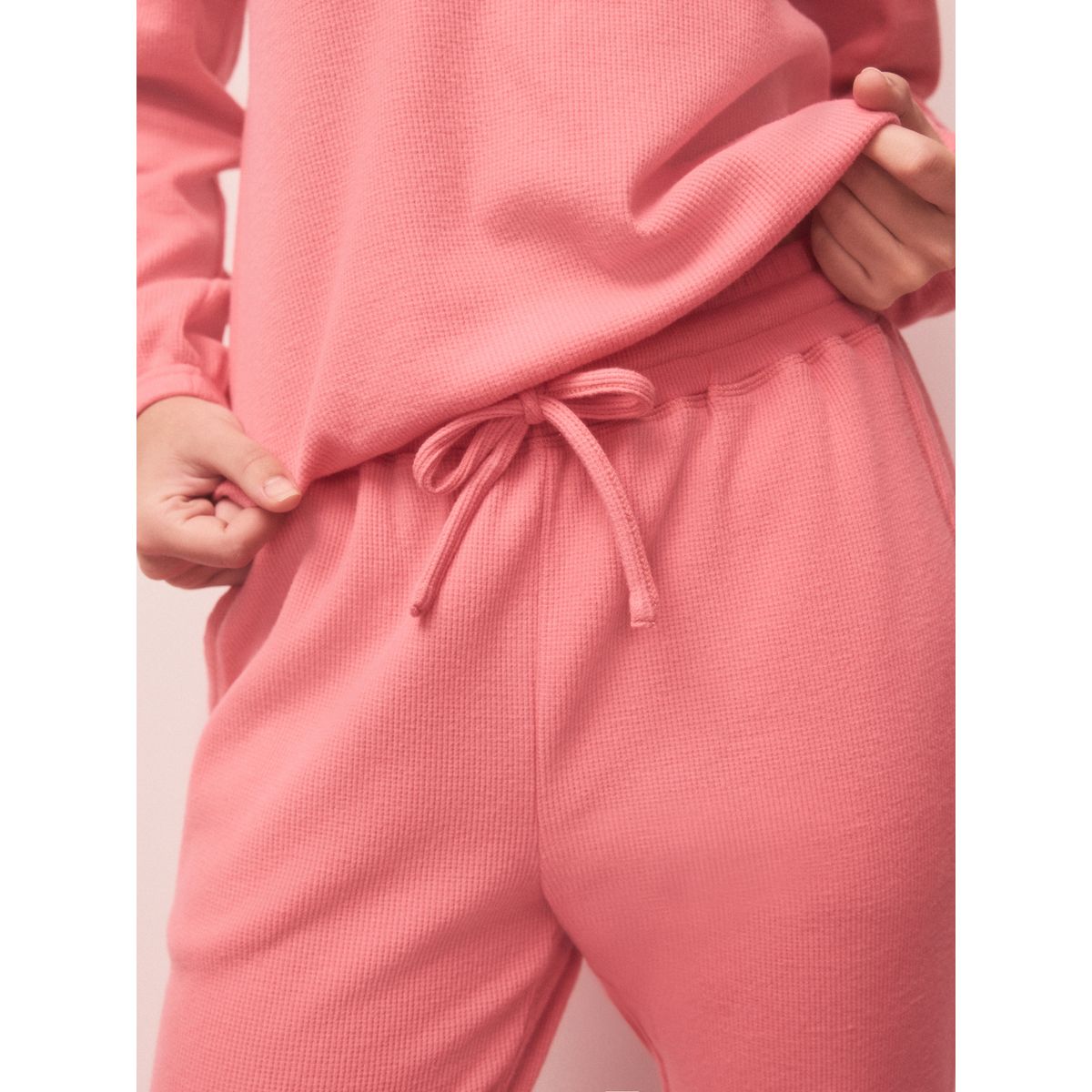Pyjama doux gaufré à manches longues rose vif, NEXT