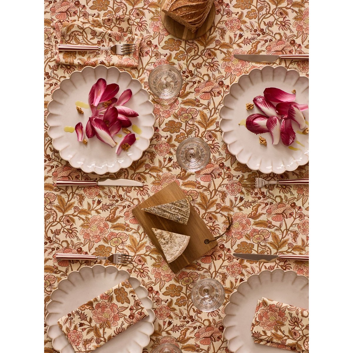 Nappe imprimée en coton tramé caramel, CYRILLUS