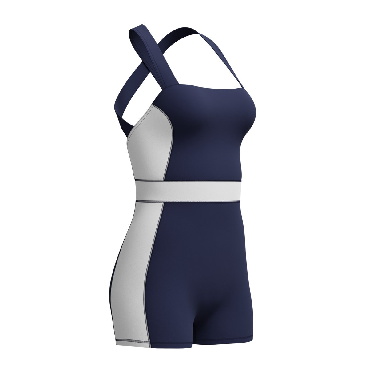 Maillot de bain 1 pièce shorty motif/style blocs de couleurs bleu marine, SPEEDO