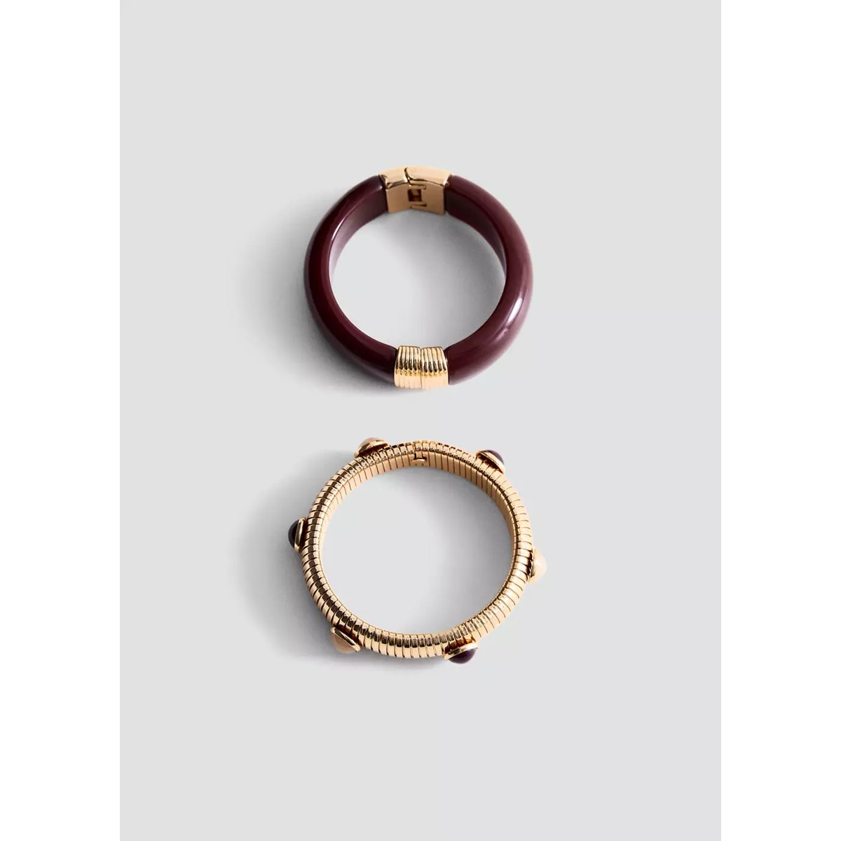 Lot de 2 bracelets au design irrégulier or, MANGO