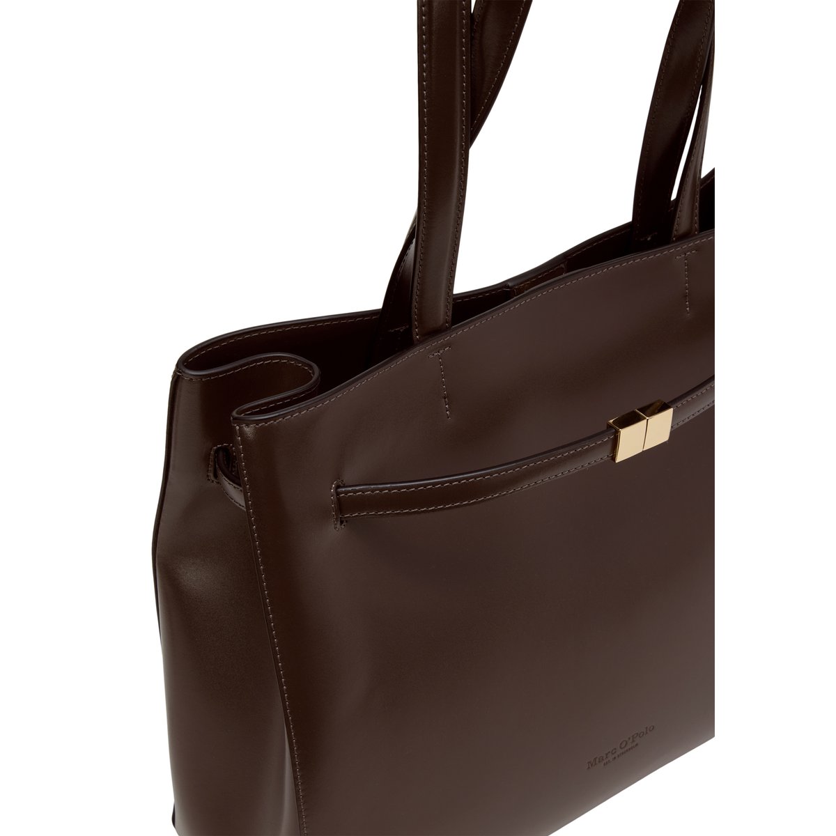 Shopper en cuir de vache noble marron foncé, MARC O'POLO