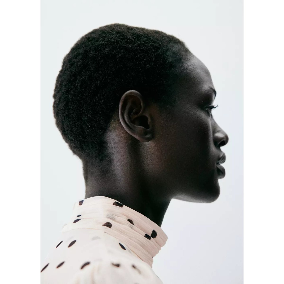 Robe à pois manches bouffantes écru, MANGO