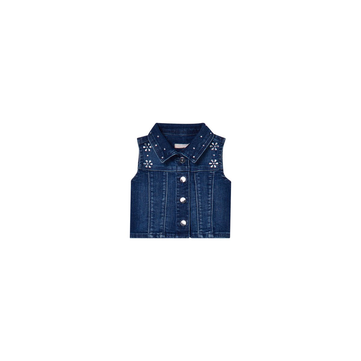 Gilet en denim avec broderies bijoux denim foncé, LIU JO