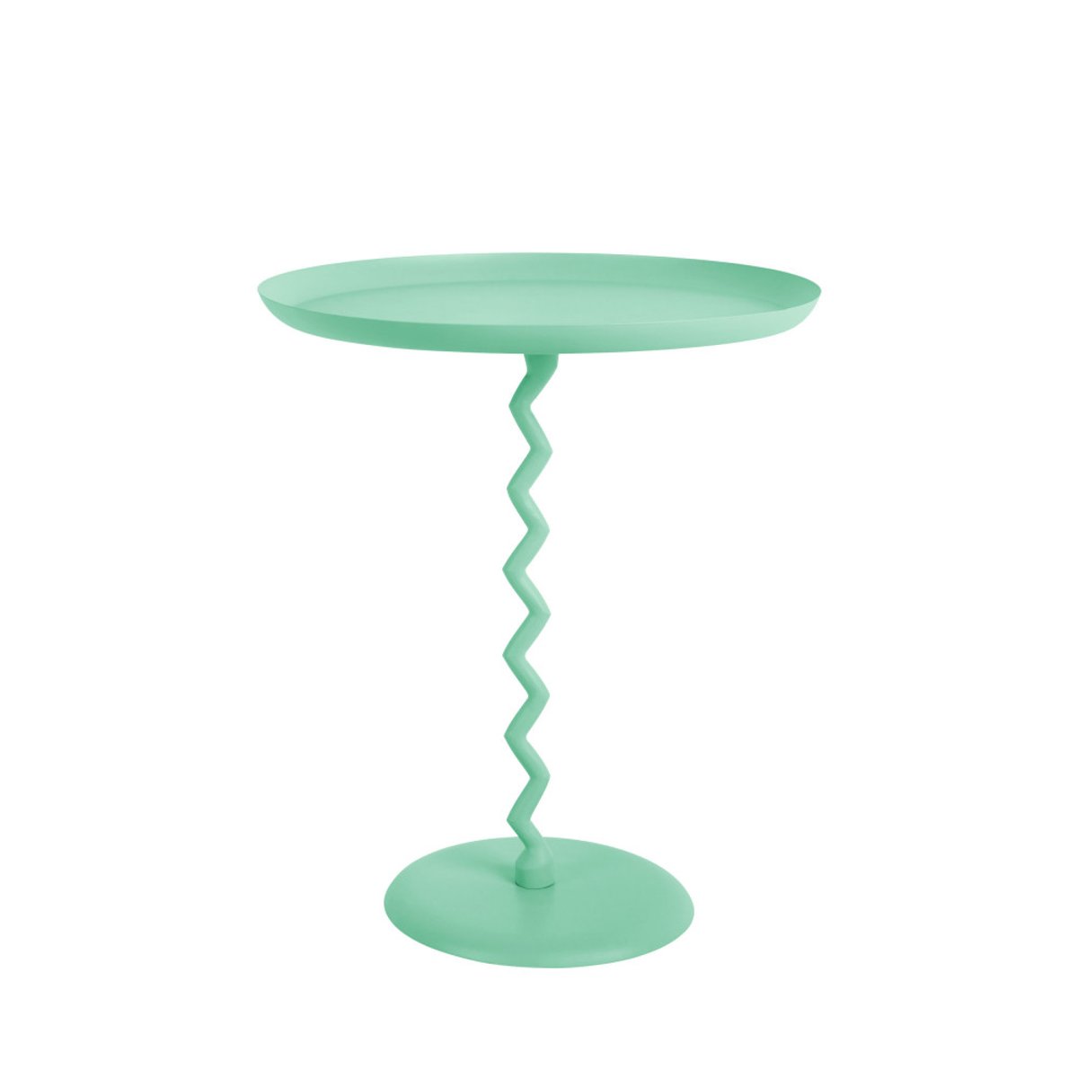 Table d'appoint ronde en métal 44cm- ZIGZAG turquoise, LEITMOTIV