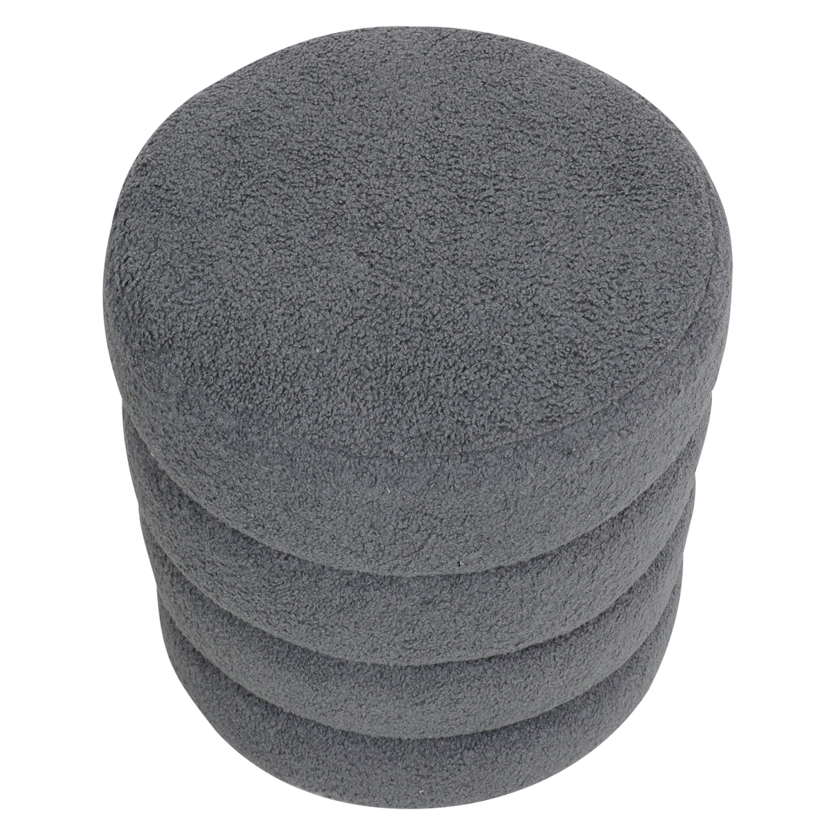 Pouf tissu bouclette rase gris bleu, ZAGO