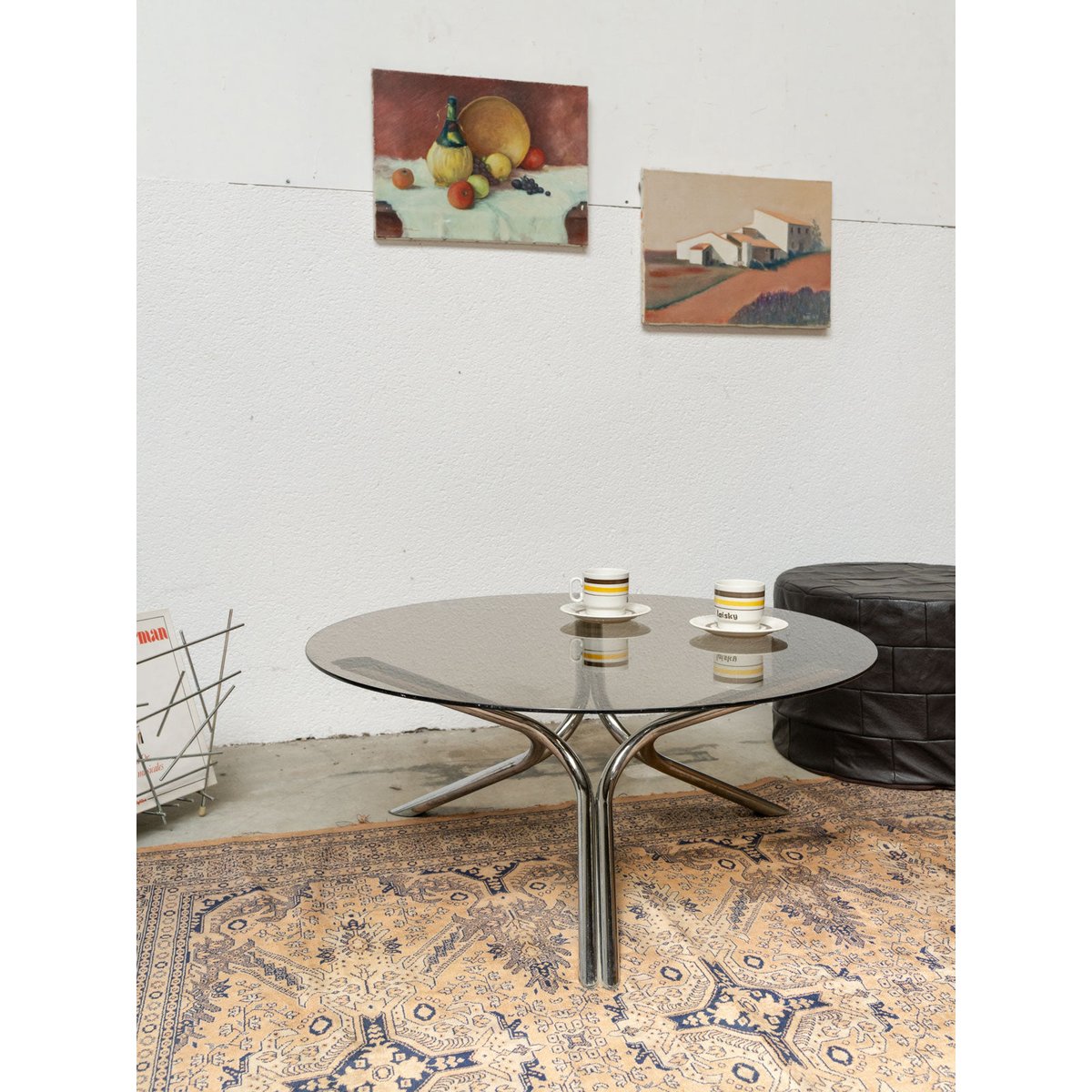 Table basse en verre fumé Donna N°978 - Bon état fumé, DEBONGOUT