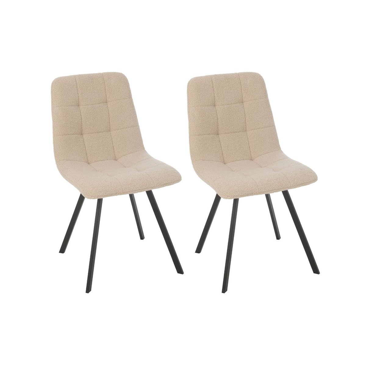 Chaises en métal noir et tissu bouclette (lot de 2) - OLIVIA crème, HELLIN, DEPUIS 1862