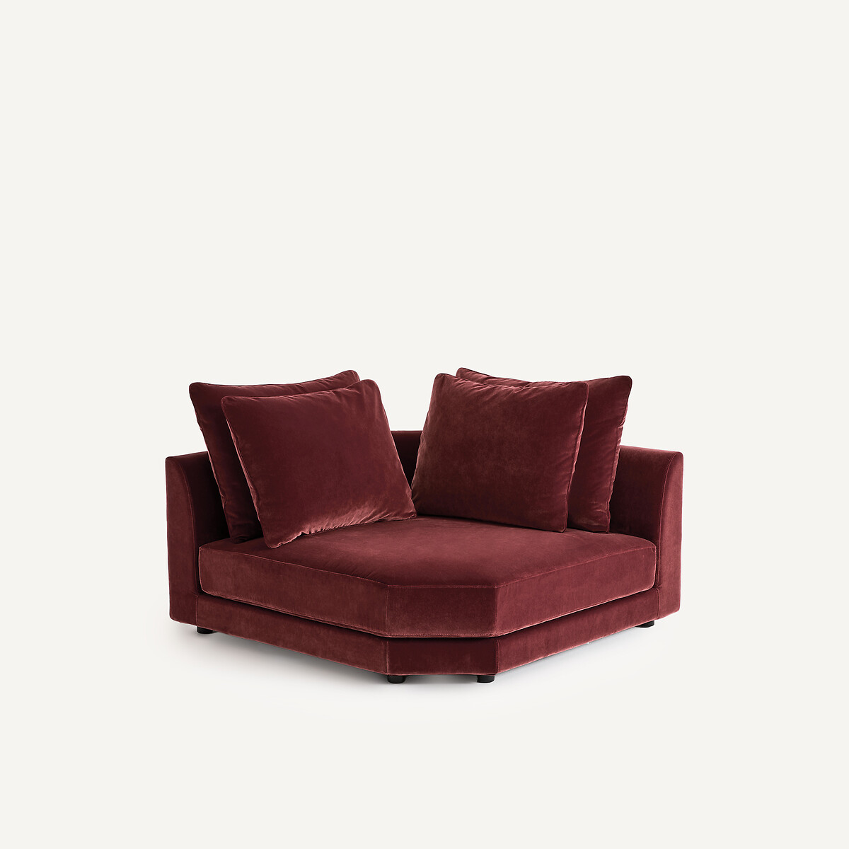 Canapé d'angle modulable en velours, TIBERIO grenat, AM.PM