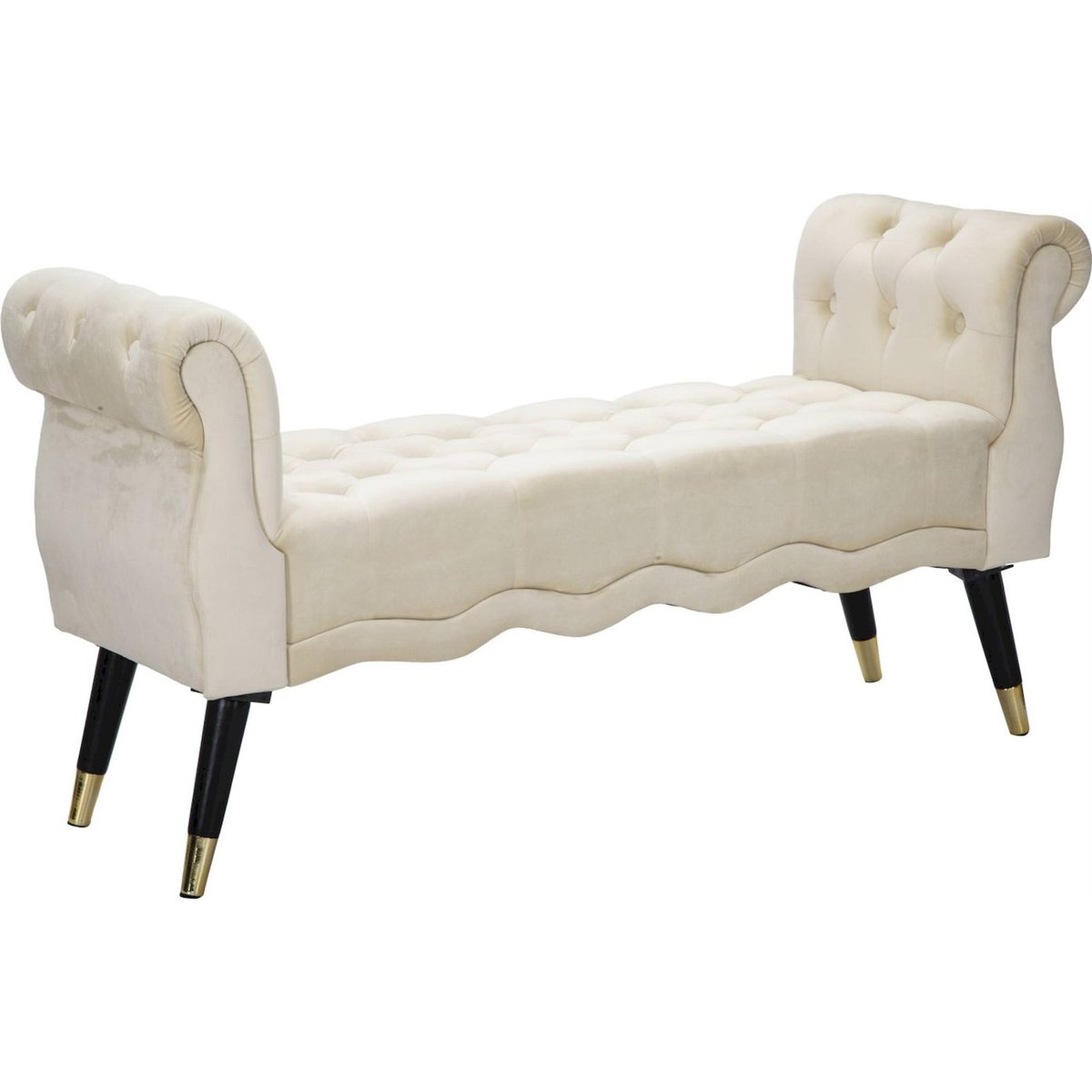 Banquette capitonnée bout de lit GLAM crème noir et doré, RECOLLECTION