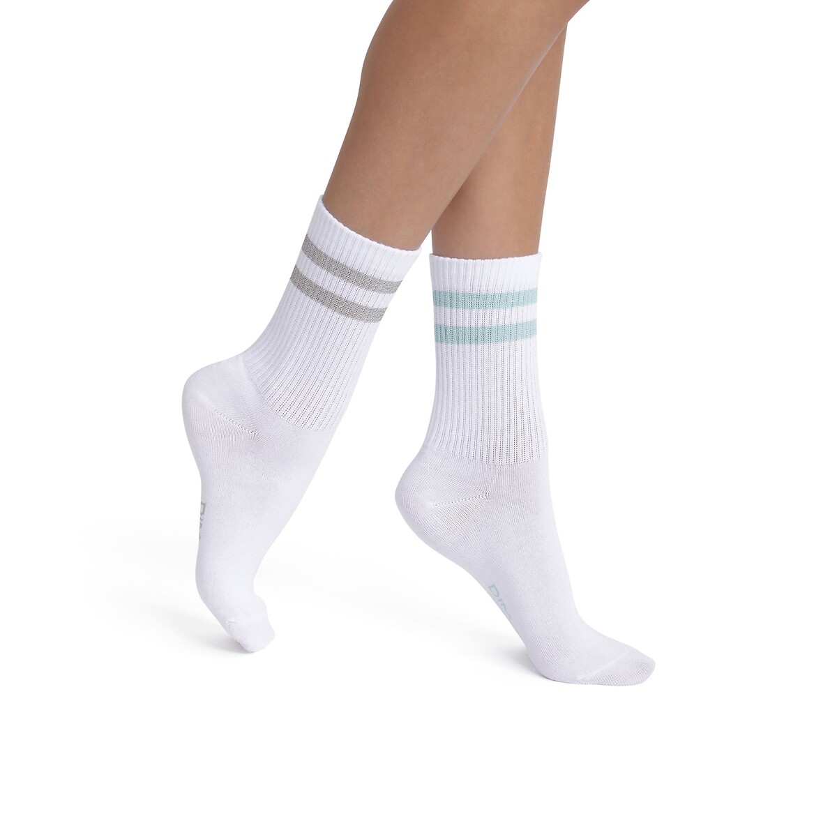 Lot de 2 paires de chaussettes CASUAL GLAM argent/bleu, DIM