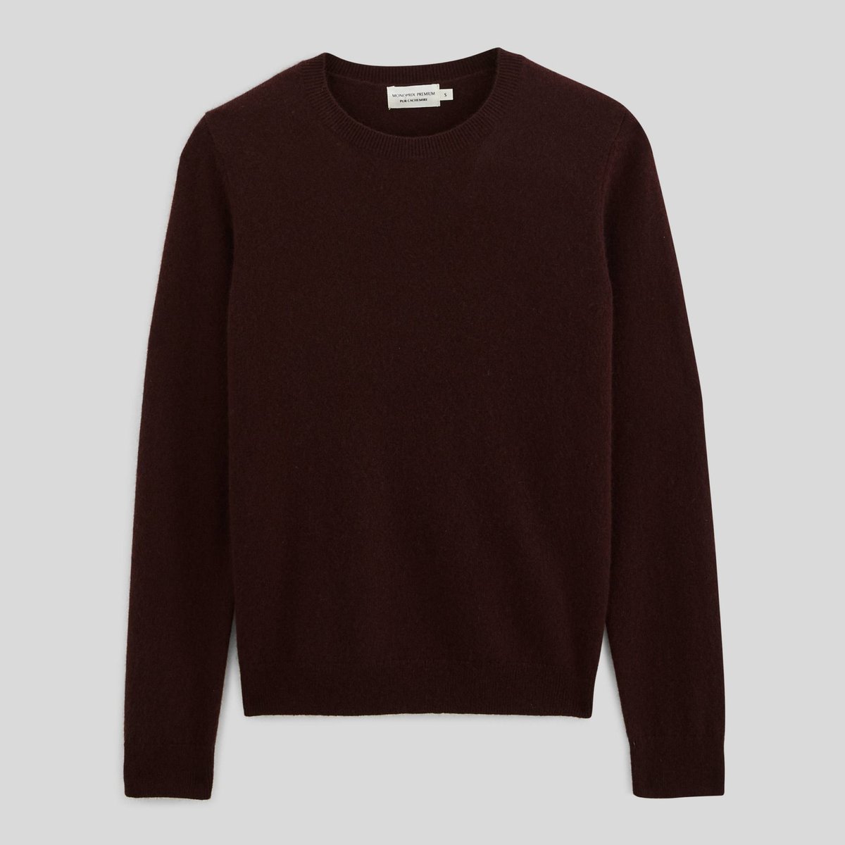 Pull uni col rond en 100% cachemire ourson, MONOPRIX