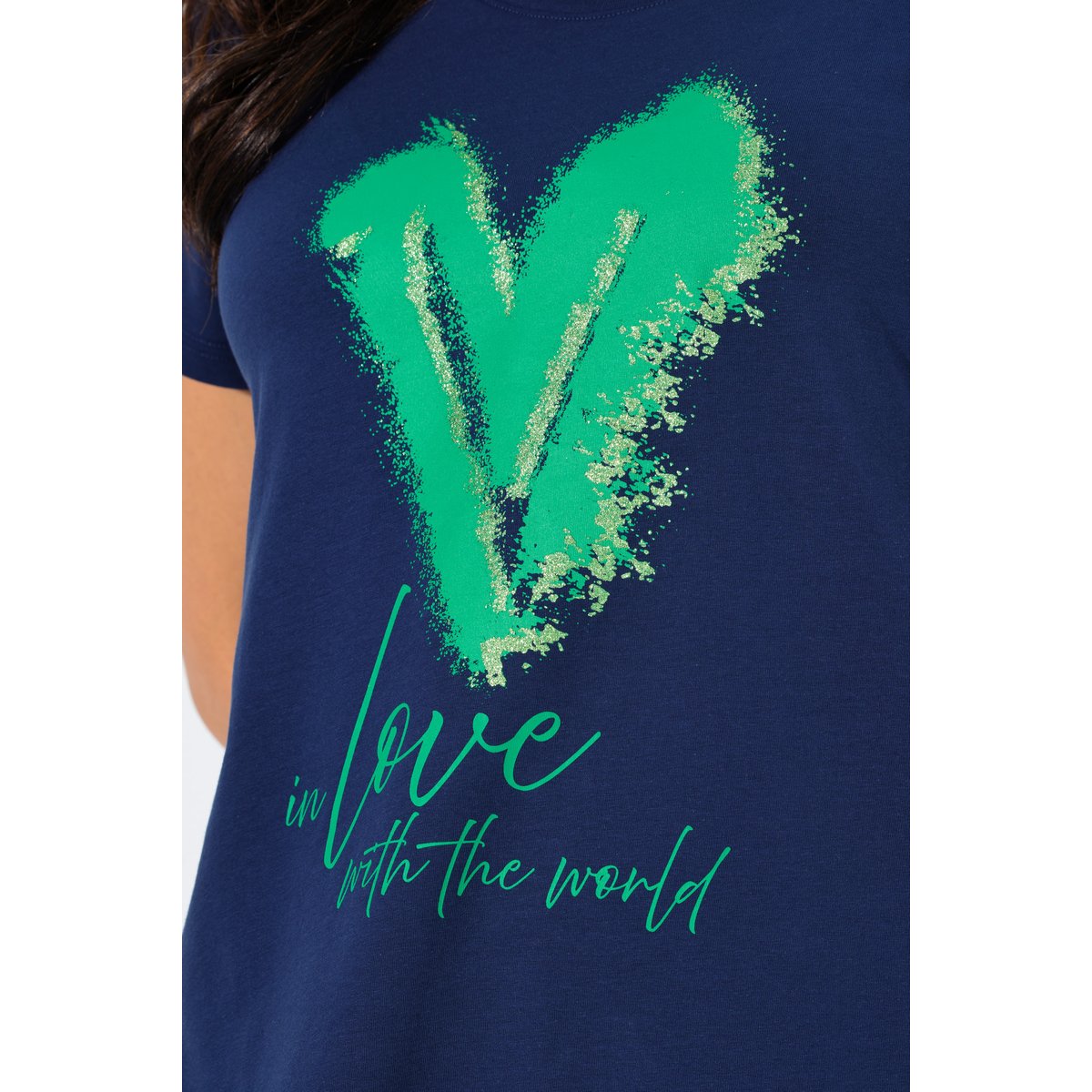 T-shirt motif cœur bleu encre, ULLA POPKEN